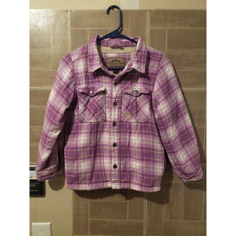 Legendary‎ Whitetails Pink Plaid Flannel Button Up Jacket Coat Sz YS Youth Kids